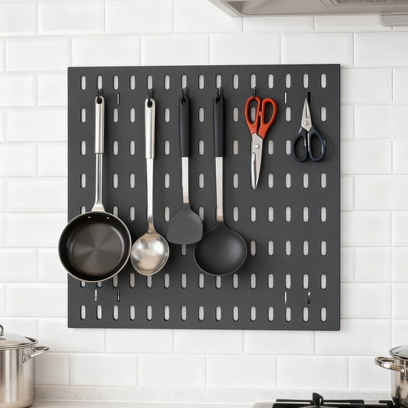 QAZbgdl Plastic Pegboard Shelf 30x30cm Wall Mount Storage Rack | Pegboard Organizer for Headphones Stationery Tools | Small Items Wall Shelf with Hooks for Home Office Organization