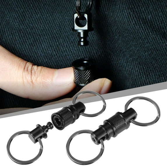 QAZbgdl Retractable Keychain Clip with Detachable Key Rings | Heavy Duty 360-Degree Swivel Hook for Keys & Tools | Durable Aluminum Alloy Construction | 1-Pack
