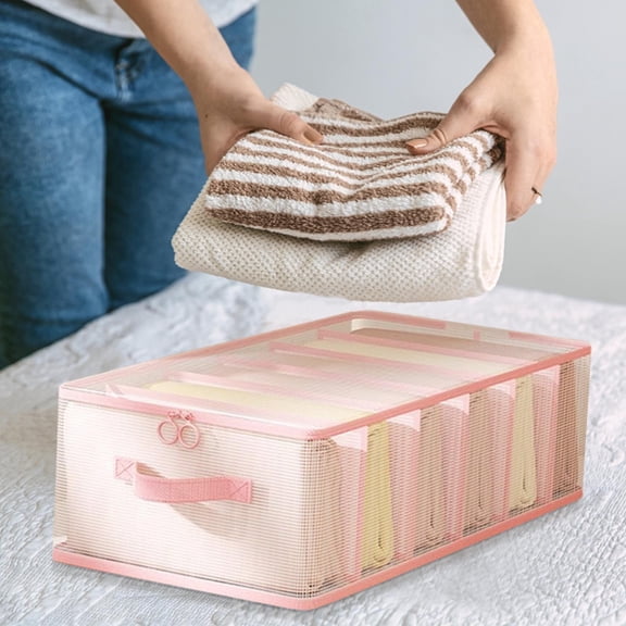 QAZbgdl Six Compartment Storage Bag | Tiered Organizer for Clothes & Bedding | Foldable Closet or Under-Bed Solution | Clear PVC Drawer Box for Home Organization