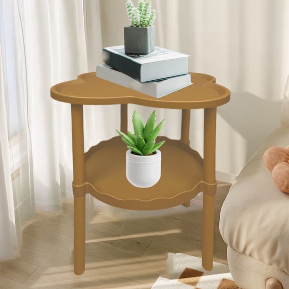 QAZbgdl Small Rolling Side Table with Wheels | 2-Tier Storage Shelf for Bedroom or Living Room | Mobile Snack Table & Coffee Table | 19.29x14.96 Inches | Includes 1 Table