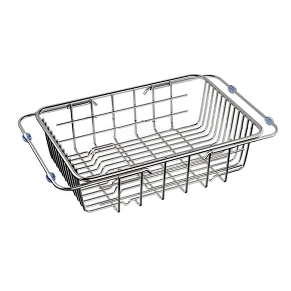 QAZbgdl Stainless Steel Kitchen Sink Basket - Expandable Dish Drying Rack for Vegetable Washing and Storage - Multi-Layer Cutlery Organizer with Drainage for Kitchen Counter, Cabinet, or Bathroom