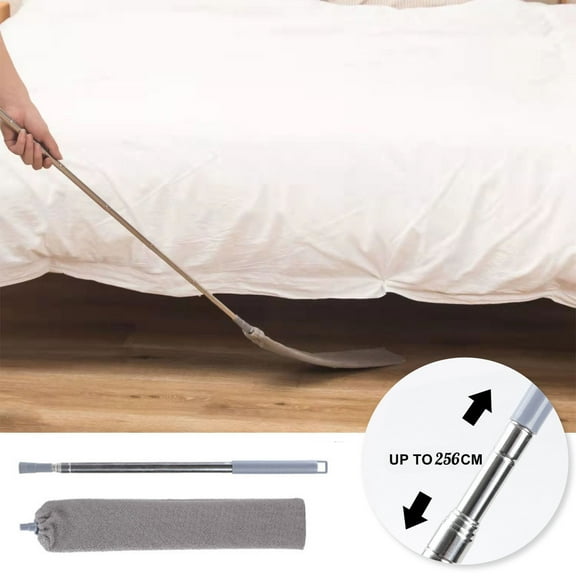 QAZbgdl Telescopic Microfiber Duster Cleaning Brush - Retractable Washable Dust Collector for High Reach Cleaning - Extendable Handle Up to 256cm for Ceiling Fan Blinds Window Wardrobe - 2 in 1 Mop