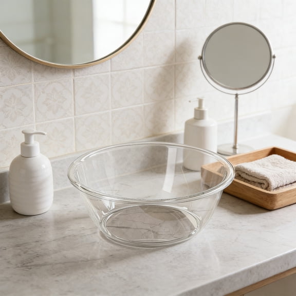 QAZbgdl Thickened Transparent Basin for Washing - Round Plastic Washbasin for Laundry, Fruit Cleaning, and Storage - Spacious Stackable Basin for Bathroom, Kitchen, and Dormitory Use - 11.22 Inch