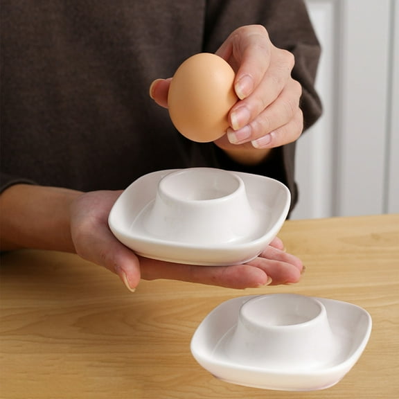 QAZbgdl White Ceramic Egg Tray Set of 2 | Rectangle Egg Holder for Soft Boiled or Hard Boiled Eggs | Easy to Clean Dishwasher Safe Kitchen & Restaurant Serving Dish