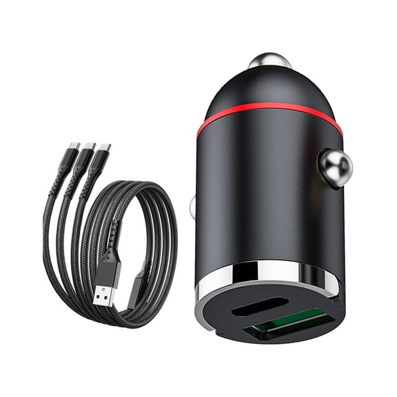 QB-100W Dual Ports Mini USB Car Charger Super Fast Charging Phone Charge Ad