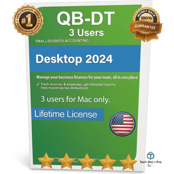 QB-DT Desktop Pro "Plus" 2024 | 3 User's | NO USB NO DVD| Only Mac, Not for PC | 100% Money Back Guarantee