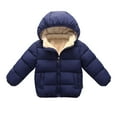 thumbnail image 1 of QBABYO Warm Jacket 3T Boys Winter Coat Fleece Jackets with Removable Hooded Toddler Cotton Down Coats Warm Lined Coat, Navy 2-3T, 1 of 5