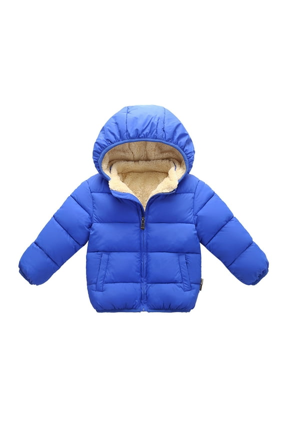 Winter Coat Toddler Boy 2T Jackets for Toddler Boy Thicken Toddler Fleece Jacket Warm Removable Hoodie Toddler Winter Jacket, Blue 4-5T