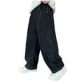 thumbnail image 1 of QBABYOO Boys Baggy Jeans Elastic Straight fit Stretch Denim Pants Boys Elastic Waist Jeans Y2K Loose Elastic Waist Denim Pants Trousers, Black 6-7Y, 1 of 7