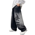 thumbnail image 1 of QBABYOO Boys Baggy Jeans Loose Fit Trousers Y2k Wide Leg Loose Cargo Jeans, Black 6-7Y, 1 of 7