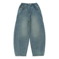 thumbnail image 1 of QBABYOO Boys Baggy Jeans for Teens Kids Vintage Y2K Streetwear Boys Jeans Size 14 Baggy Vintage Straight Leg Denim Cargo Pants, Blue 13-14Y, 1 of 7