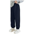 thumbnail image 1 of QBABYOO Boys Pants Size 6 Girls Black Sweatpants Fleece Lined Sweatpants Youth Jogger Athletic Pants Kids Pull-On Pants with Pockets(Navy,8-10 Years), 1 of 9