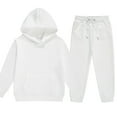 thumbnail image 1 of QBABYOO Girls 2 Piece Tracksuit Set Drop Shoulder Hoodie Girls Outfits Teen Clothes For Girls Toddler Tracksuit Long Sleeve Checkered Sweatshirts+Sweatpants, White 4-5T, 1 of 2