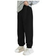 thumbnail image 1 of QBABYOO Girls Pants Size 10-12 Preppy Clothes Teens Girls' Straight Leg Sweatpants High Waisted Baggy Joggers Drawstring(Black,8-10 Years), 1 of 9