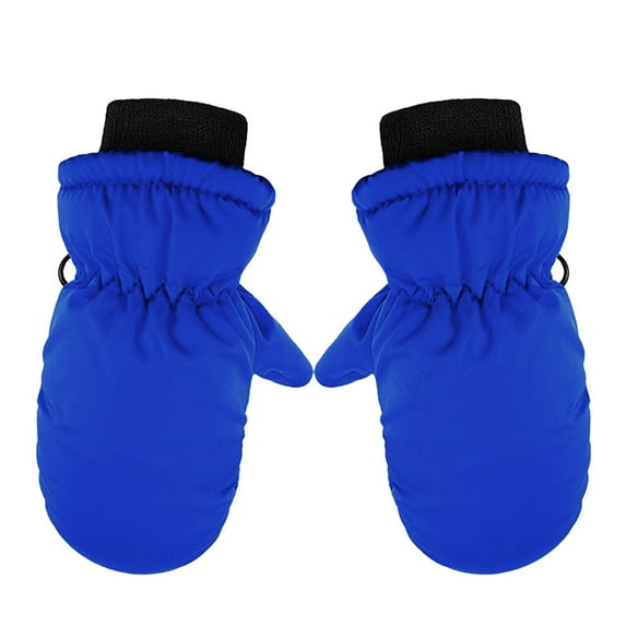QBABYOO Kids Ski Gloves Warm Waterproof Snow Mittens for Toddler Winter Outdoor Activities and Cold Weather Protection, Blue