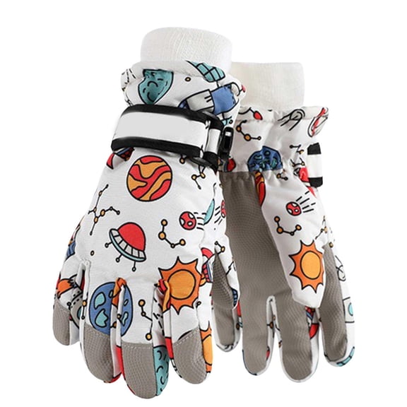 QBABYOO Kids Ski Snow Gloves Boys Girls Ski Gloves Snowboard Waterproof Outdoor Warm Fleece Gloves for Cold Weather