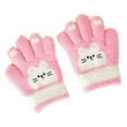 thumbnail image 1 of QBABYOO Kids Winter Gloves Stretchy Warm Winter Gloves Kids Cute Cat Warm Winter Knitted Mittens for Girls, 1 of 9