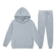 thumbnail image 1 of QBABYOO Teen Girl Clothes 2 Piece Drop Shoulder Hoodie Girls Outfits Teen Clothes For Girls Toddler Tracksuit Sweatshirt and Sweatpants Fashion Clothing Sets, Light Gray 6-7Y, 1 of 5