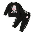 thumbnail image 1 of QBABYOO Toddler Baby Girl Fall 2-Piece Set - Cartoon Print Sweatshirt & Jogger Pants, Black 18-24 Months, 1 of 8