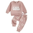 thumbnail image 1 of QBABYOO Toddler Baby Girl Fall Winter 2-Piece Set - "Girl" Print Sweatshirt & Sweatpants, Pink 0-6 Months, 1 of 7