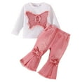 thumbnail image 1 of QBABYOO Toddler Girl 2-Piece Set - 3D Butterfly Patch Long Sleeve Top & Washed Denim Bow Horn Pants, Pink 12-18 Months, 1 of 5