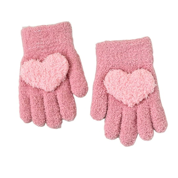 QBABYOO Toddler Gloves Knitted Wool Gloves Children Full Fingers Stretchy Warm Mittens for Boys Girls