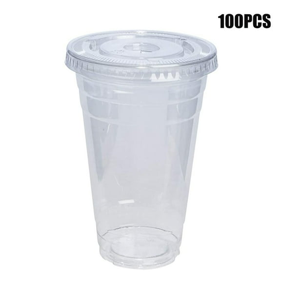 QBGSAY Cup 100 Sets Cups With Dome Lids For Iced Cold Drink Coffee Tea Smoothie Great Gift