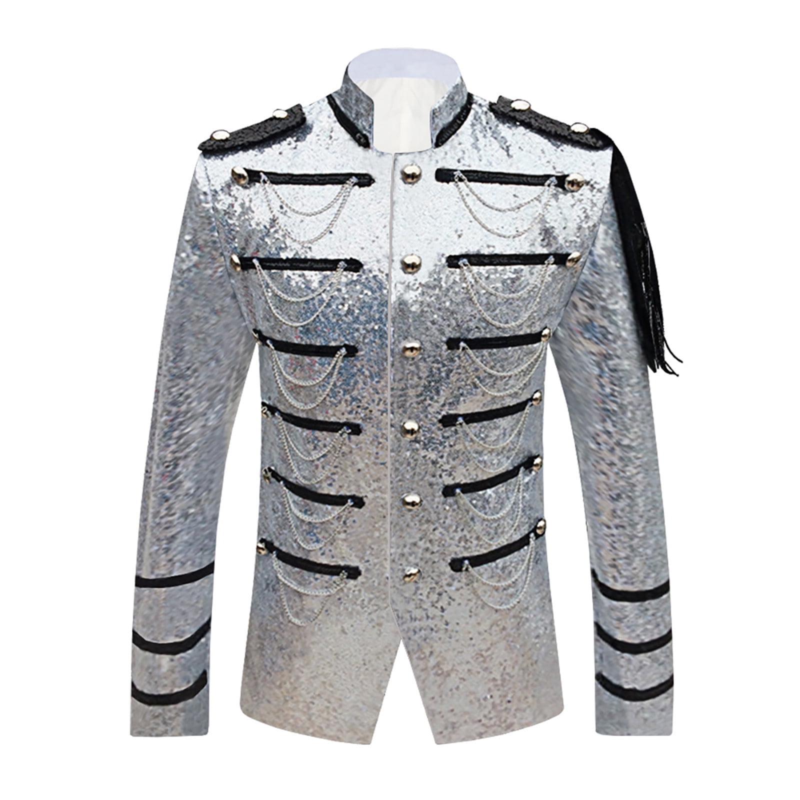 QBGSAY Men'S Shirts Jacket Sequin Tux Swallowtail Suit For Wedding Dinner Party Ringmaster Show