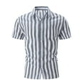thumbnail image 1 of QBGSAY Mens Shirts Summer Beach Casual Yarn Dyed Striped Lapel Short Sleeved Shirt Classic And Comfortable Top, 1 of 6