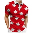 Qbgsay Polo Shirts Male Summer Lapel Canada Independence Day National 