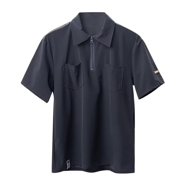 QBGSAY Polo Shirts Men's Summer Lapel Short Sleeve Double Pocket Zipper ...