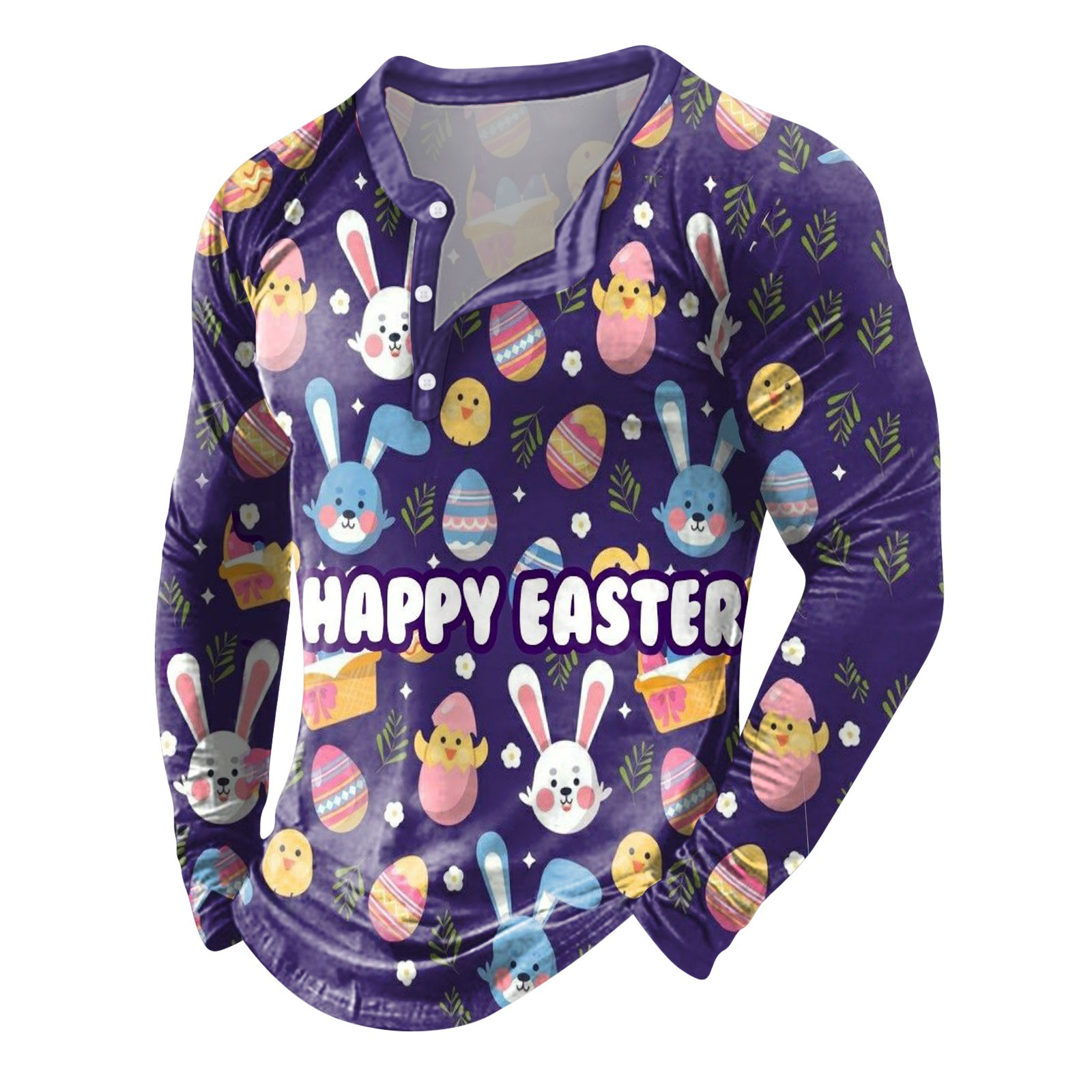 QBGSAY Polo Shirts Mens Easter Digital 3D Printed Hoodie Sports Fashion