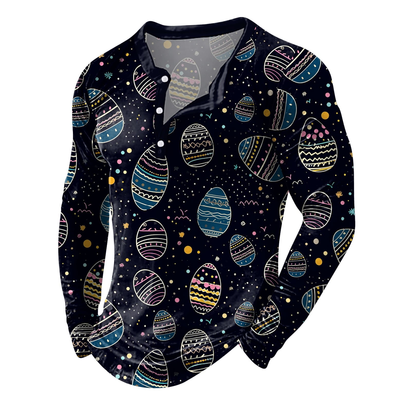 QBGSAY Polo Shirts Mens Easter Digital 3D Printed Hoodie Sports Fashion