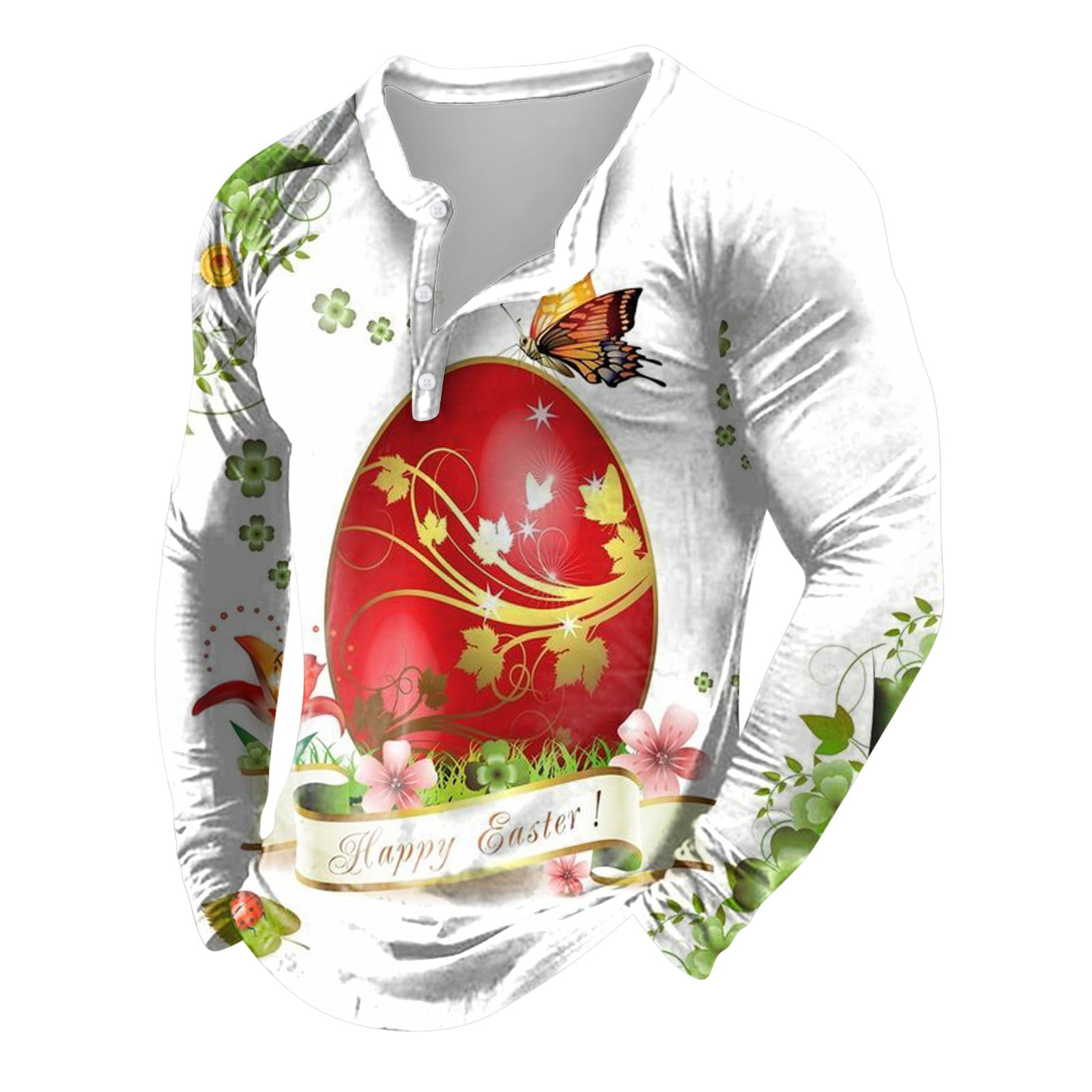 QBGSAY Polo Shirts Mens Easter Digital 3D Printed Hoodie Sports Fashion