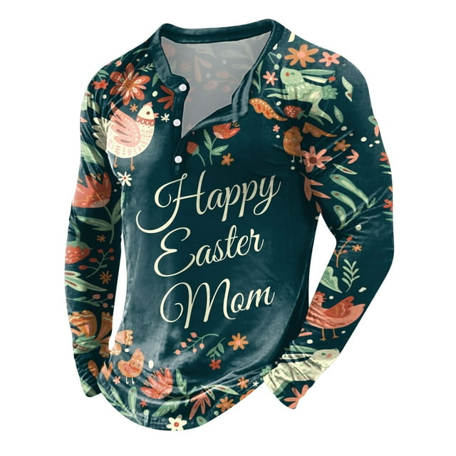 QBGSAY Polo Shirts Mens Easter Digital 3D Printed Hoodie Sports Fashion