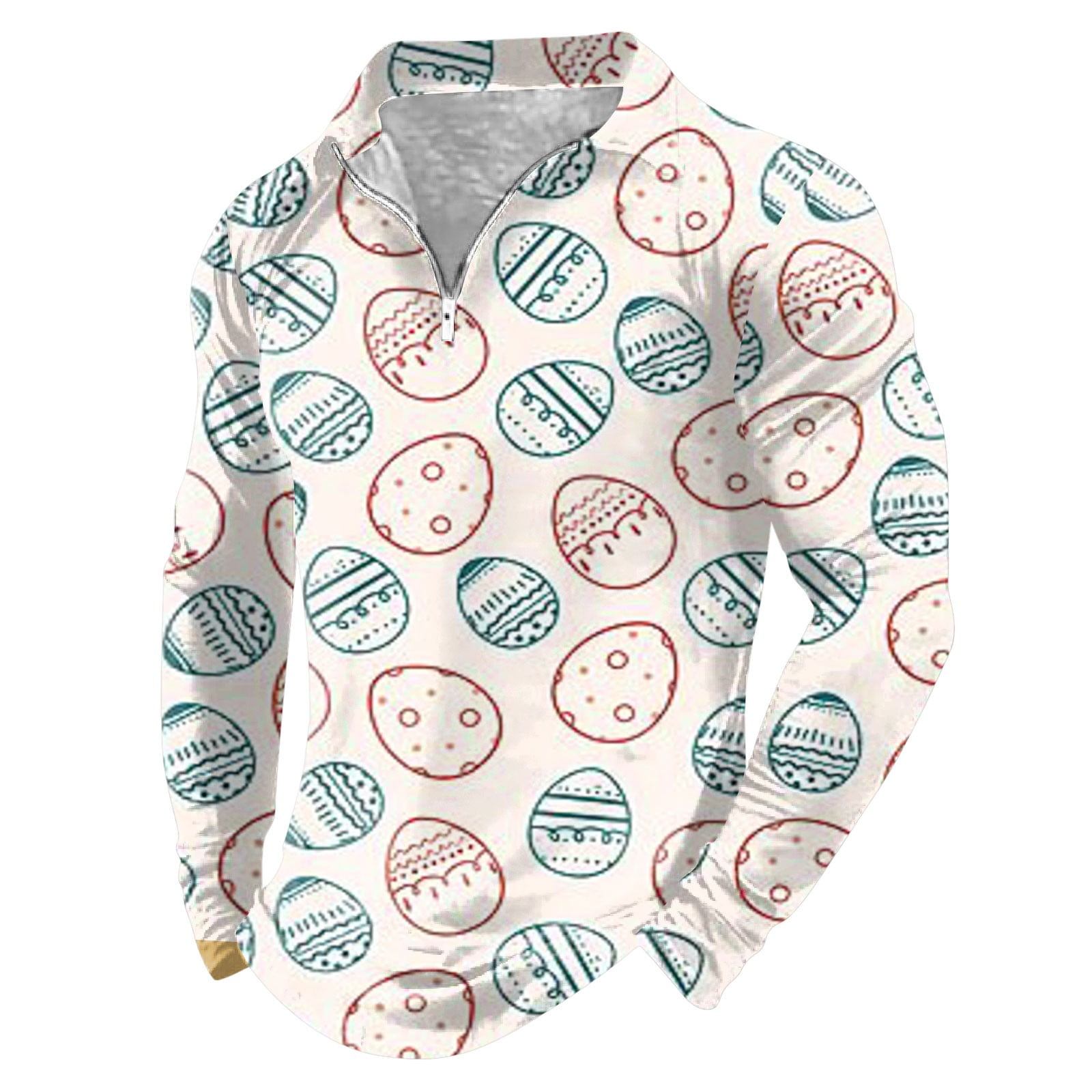 QBGSAY Polo Shirts Mens Easter Fashion Trend 3D Digital Printed Lapel