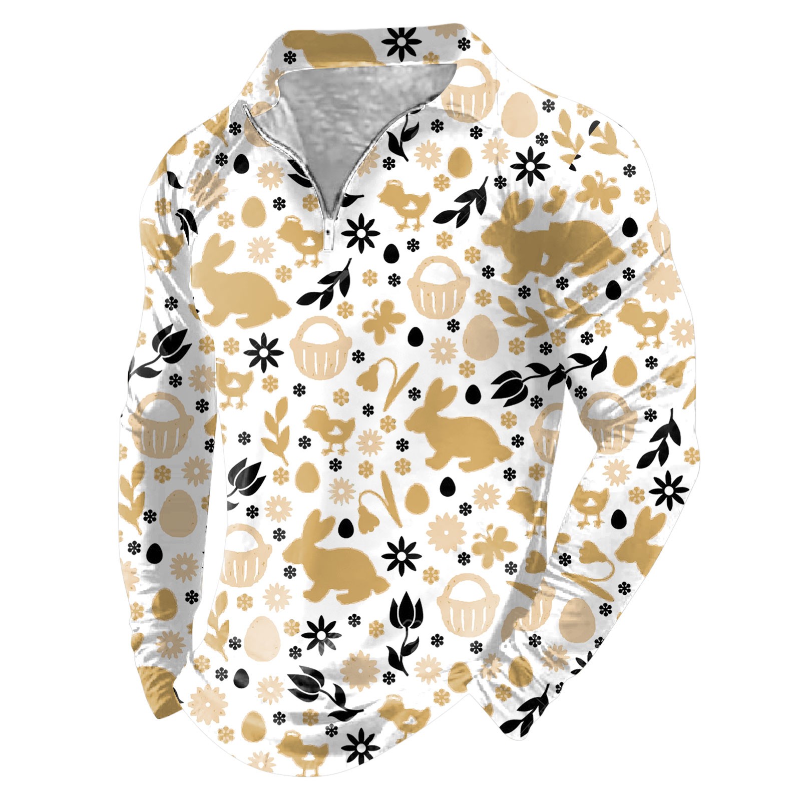 QBGSAY Polo Shirts Mens Easter Fashion Trend 3D Digital Printed Lapel