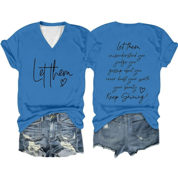 QBGSAY Women's T-Shirt Let Them Misunderstand You T Shirt Inspirational Graphic Tees Casual Short Sleeve V Neck Shirt Motivational Tops Sports Tees