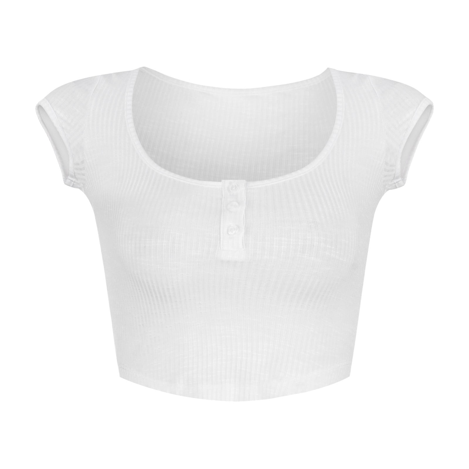 QBGSAY Women's T-Shirt Sexy Low-Collar Short-Sleeved Navel Blouse ...