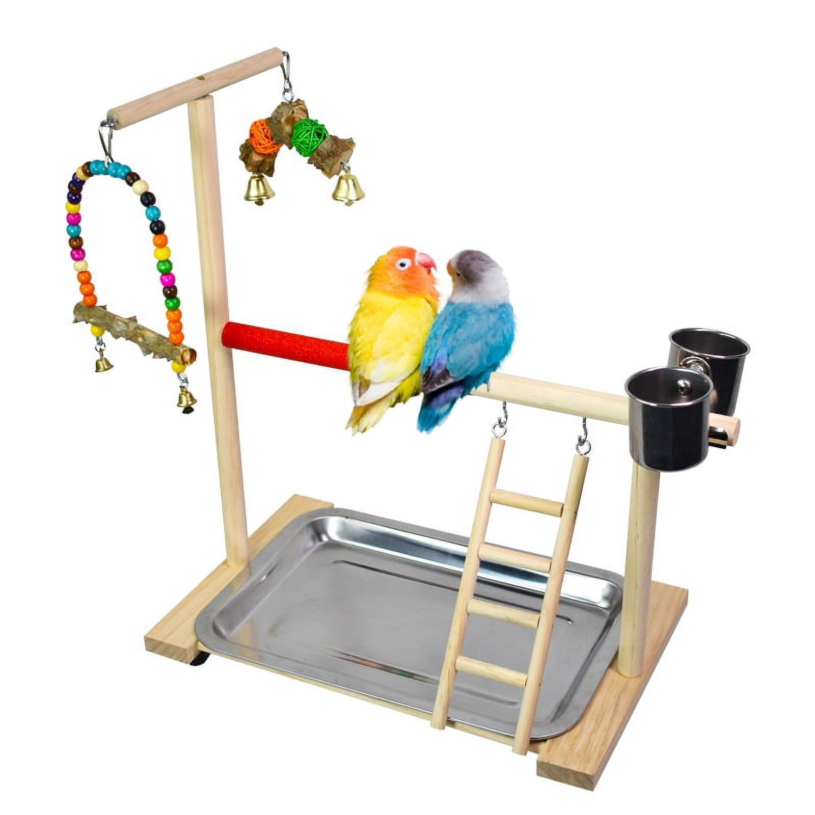 QBLEEV Bird Playground Parrot Play stand Wood Prickly Ash Wood Play ...