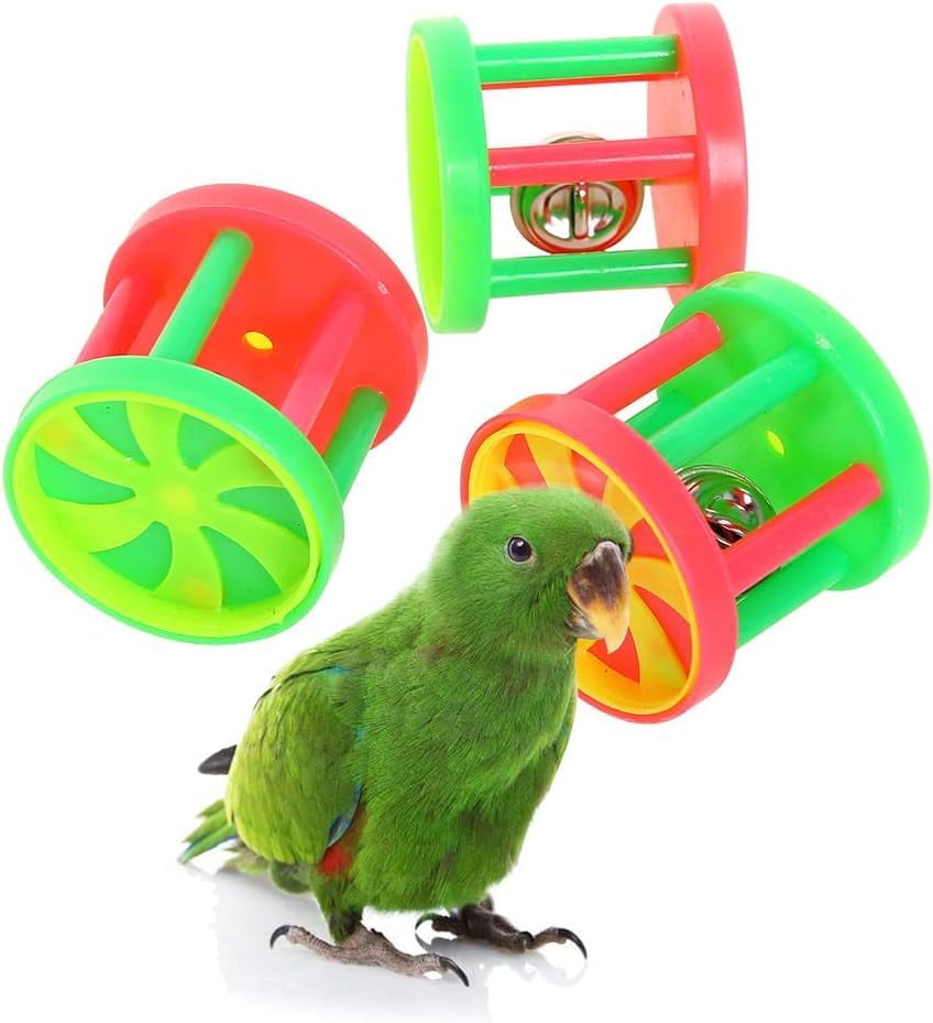 QBLEEV Bird Roller Rattles Toys, Parrot Foot Toys, Foraging Chewing ...
