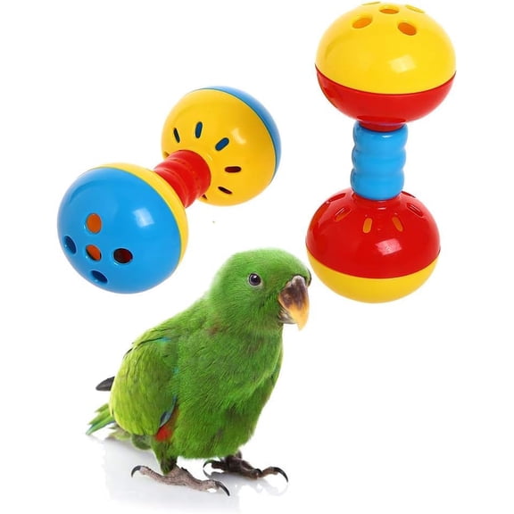 QBLEEV Bird Roller Rattles Toys, Parrot Foot Toys, Foraging Chewing Bell Training Trick Toys, Birds Play Gym Activity Center Cage Accessories for Small Parrots-3 Pack