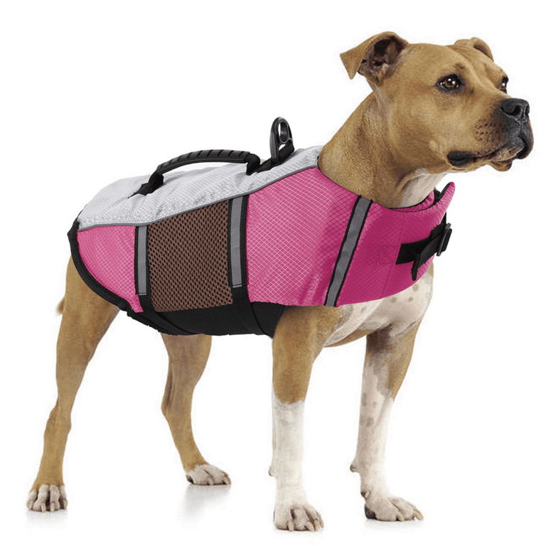 Qbleev Dog Life Jacket Pet Life Vest for Swimming Pool Float Coat Swimsuits Flotation Device Life Preserver Belt Lifesaver Flotation Suit for Small