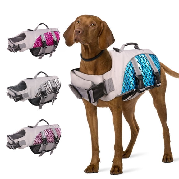 QBLEEV Dog Life Jacket and Life Vest, Pet Safety Coat, Reflective Adjustable Puppy Lifesaver with Rescue Handle, Ripstop Safety Swimsuit for Small to Large Dog-XL