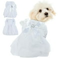 thumbnail image 1 of QBLEEV Dog White Wedding Dress for Small Medium Girl Dogs，Sweet Dog White Princess Dresses with Bowknot,Pet Lace Costume Summer Apparel Formal Clothes for Wedding, 1 of 7