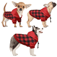 thumbnail image 1 of QBLEEV Etra Warm Fleece Lined Dog Coat for Small Medium Dogs, British Style Plaid Dog Hoodie with Leash Hole for Cold Weather/Winter/Christmas Dog Apparel Red，XS, 1 of 6