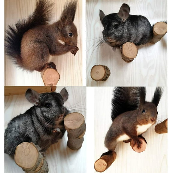 QBLEEV Hamster Chew Toys for Teeth, Wood Chew Sticks Stands Perches for Squirrels Rabbits, Cage Supplies Platform Stands for Birds Parrot Guinea Pigs Chinchilla 3- Pack