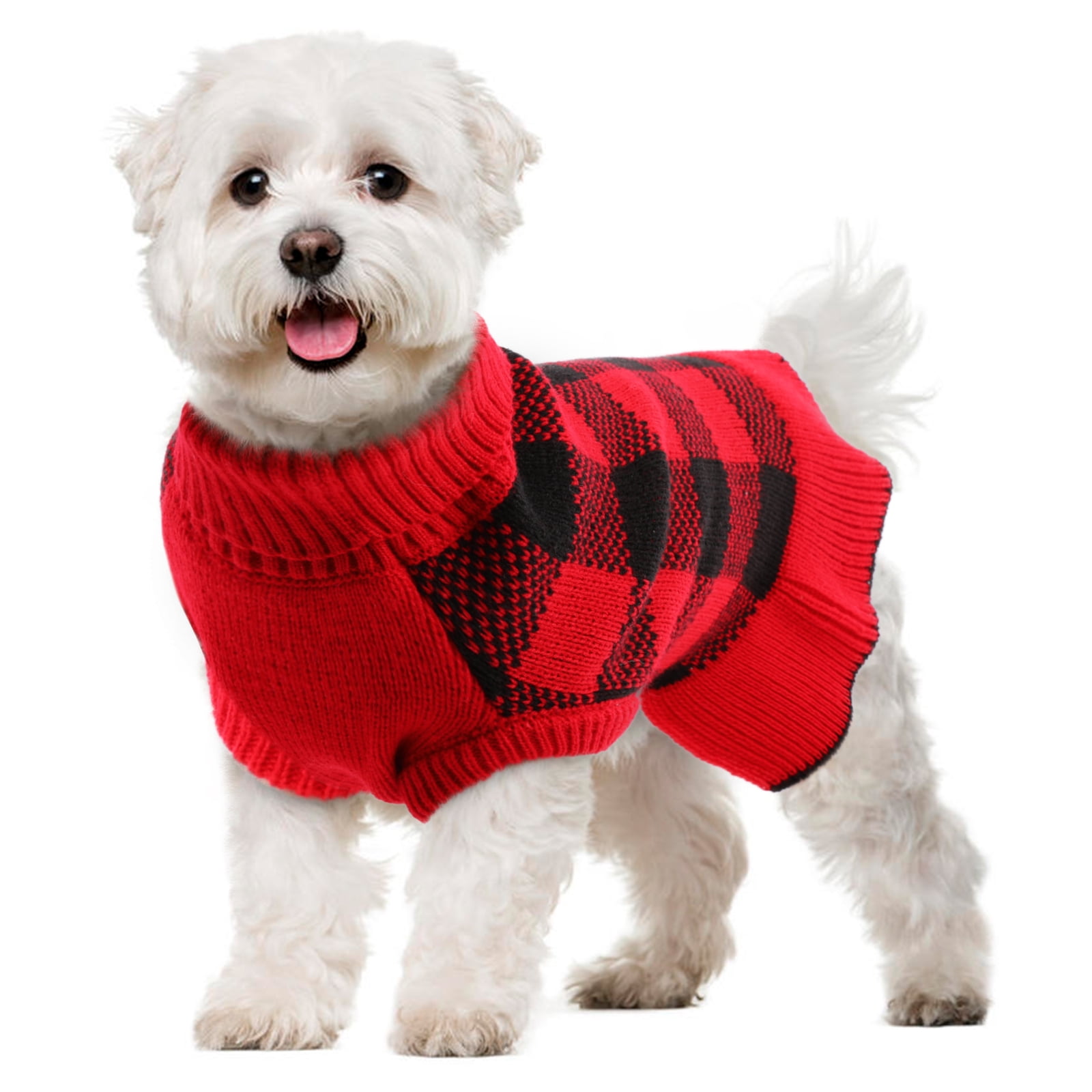 Qbleev Cozy Knit Turtleneck Sweater Dress Warm Plaid Small Medium Dog Apparel Pink M Walmart