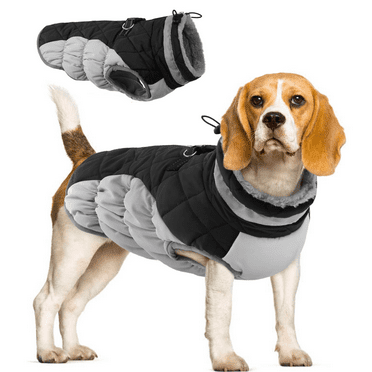 QBLEEV Warm Dog Winter Coat Cold Weather Jacket Windproof Reflective Turtleneck Dog Vest with Plush Neckline D-Ring for Leash Thick Fleece Lining Outdoor Pet Apparel