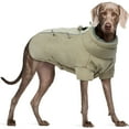 thumbnail image 1 of QBLEEV Warm Dog Winter Coat Windproof Cozy for Outdoor with Zipper Dog Cold Weather Jacket Fleece Lined for Large ,Small and Medium Dogs,Reflective Dog Clothes with Leash Hole,Beige,XL, 1 of 7